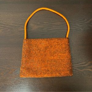 Vintage Orange Beaded Small Handbag